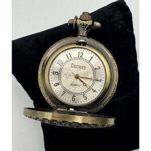 Ladies Decree Pocket Watch Antiqued Finish Quartz Movement WORKS New Battery